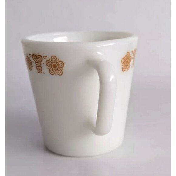 Vtg Pyrex Coffee Cup Mug Butterfly Gold D Handle Milk Glass Corelle 300ml - Picture 4 of 7